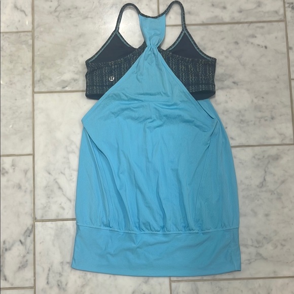 lululemon athletica Blue and Black bra with Tank Top attached - Picture 2 of 3